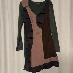 Long Sleeve Patchwork Dress